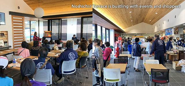 Noshichiri Terrace is bustling with events and shoppers