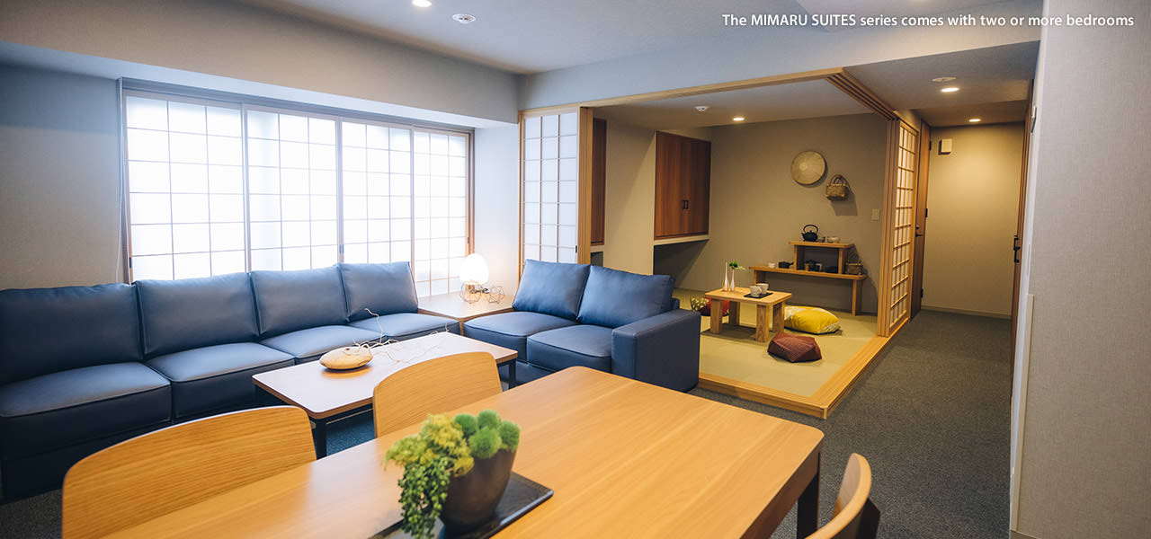 The MIMARU SUITES series comes with two or more bedrooms